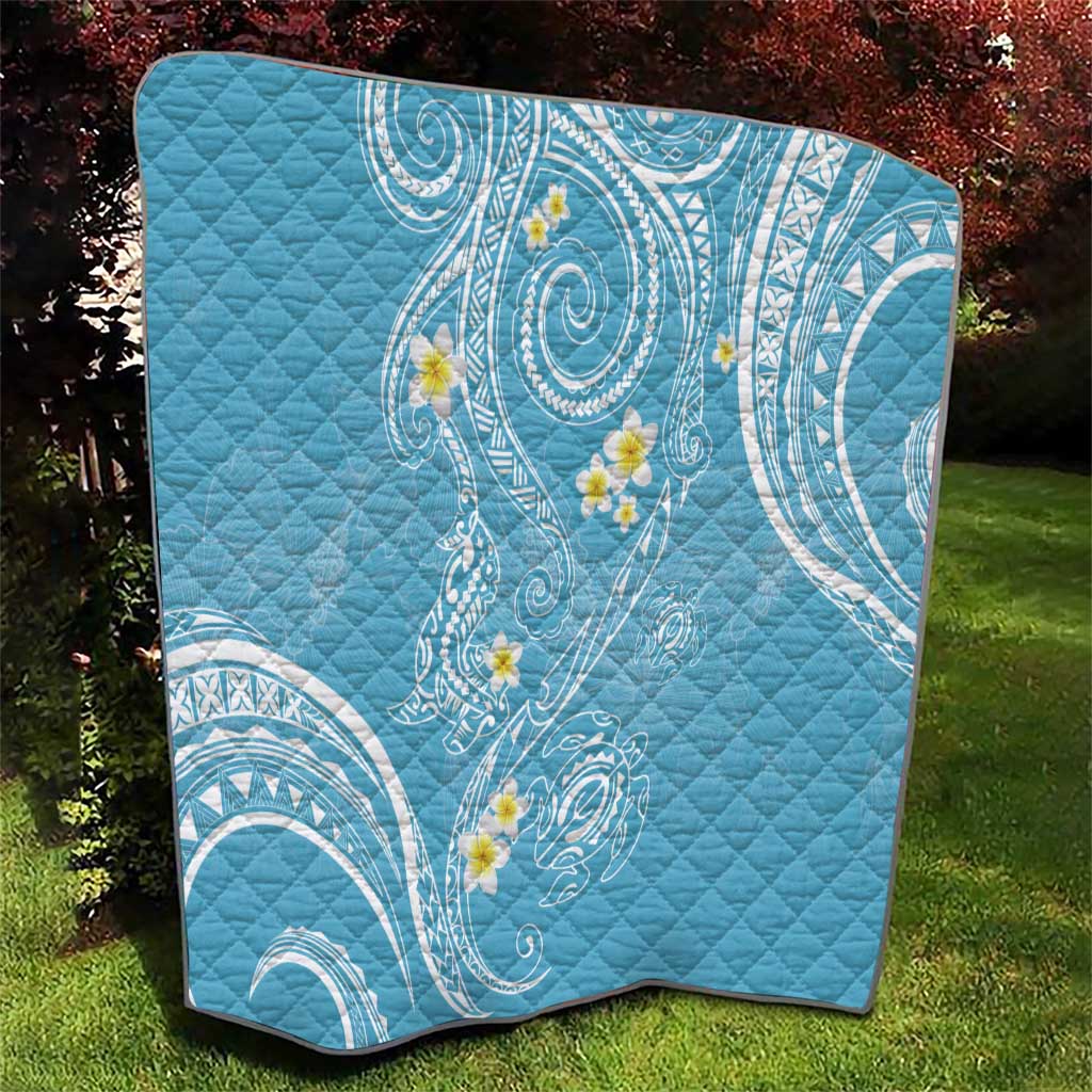 Polynesia Tribal Quilt Turquoise Plumeria Tentacles LT7 - Polynesian Pride