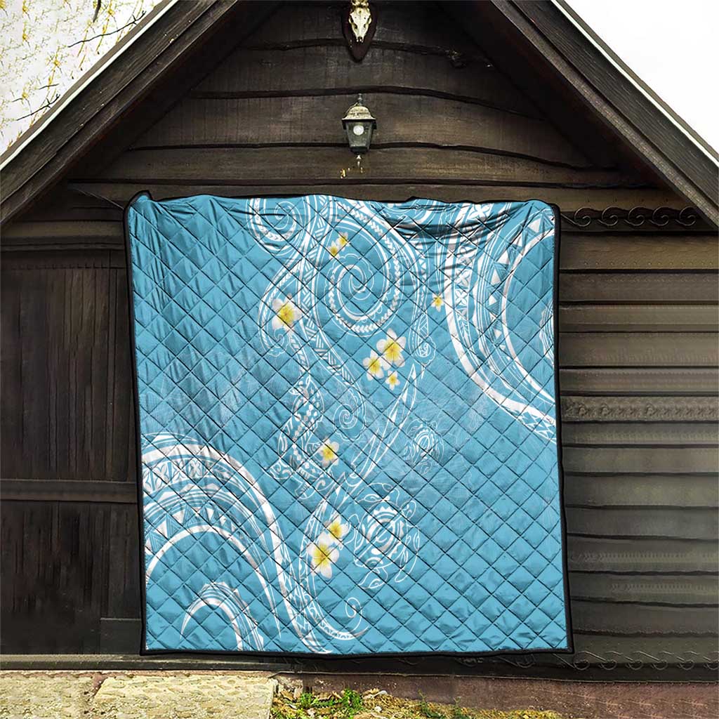 Polynesia Tribal Quilt Turquoise Plumeria Tentacles LT7 - Polynesian Pride