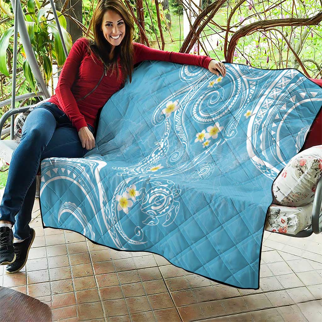 Polynesia Tribal Quilt Turquoise Plumeria Tentacles LT7 - Polynesian Pride
