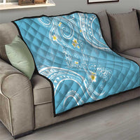 Polynesia Tribal Quilt Turquoise Plumeria Tentacles LT7 - Polynesian Pride