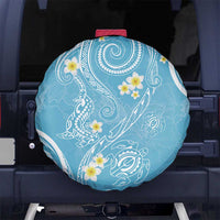 Polynesia Tribal Spare Tire Cover Turquoise Plumeria Tentacles