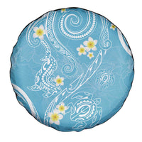 Polynesia Tribal Spare Tire Cover Turquoise Plumeria Tentacles