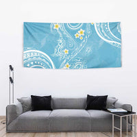 Polynesia Tribal Tapestry Turquoise Plumeria Tentacles