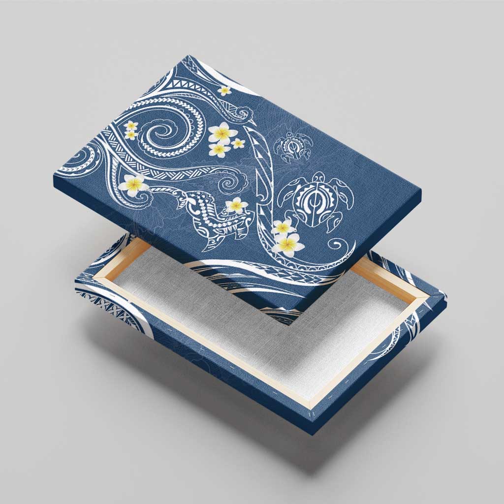 Polynesia Tribal Canvas Wall Art Deep Blue Plumeria Tentacles