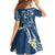 Polynesia Tribal Family Matching Off The Shoulder Long Sleeve Dress and Hawaiian Shirt Deep Blue Plumeria Tentacles