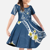 Polynesia Tribal Family Matching Puletasi and Hawaiian Shirt Deep Blue Plumeria Tentacles