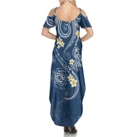 Polynesia Tribal Family Matching Summer Maxi Dress and Hawaiian Shirt Deep Blue Plumeria Tentacles LT7 - Polynesian Pride
