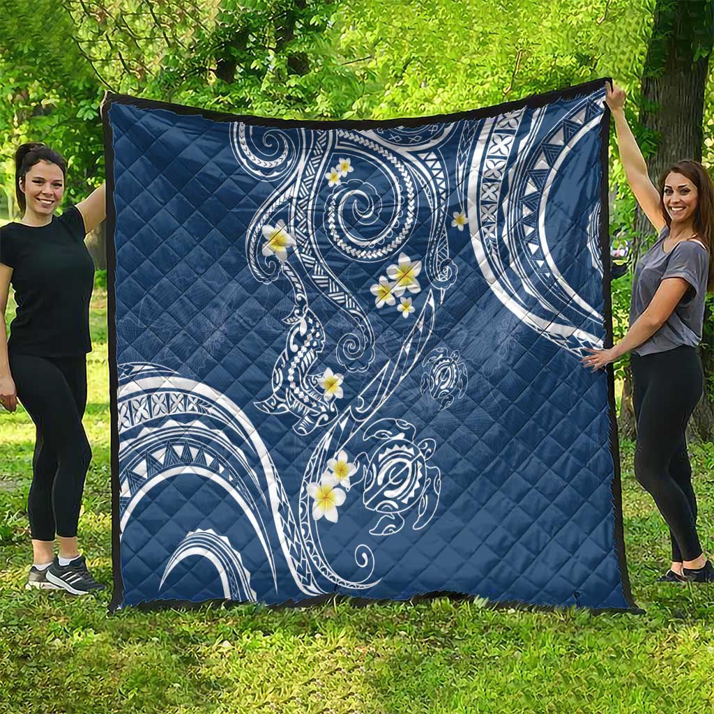 Polynesia Tribal Quilt Deep Blue Plumeria Tentacles LT7 - Polynesian Pride