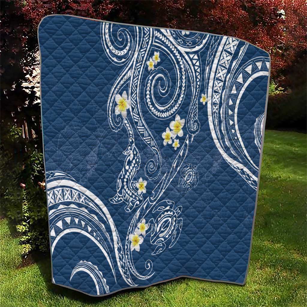 Polynesia Tribal Quilt Deep Blue Plumeria Tentacles LT7 - Polynesian Pride