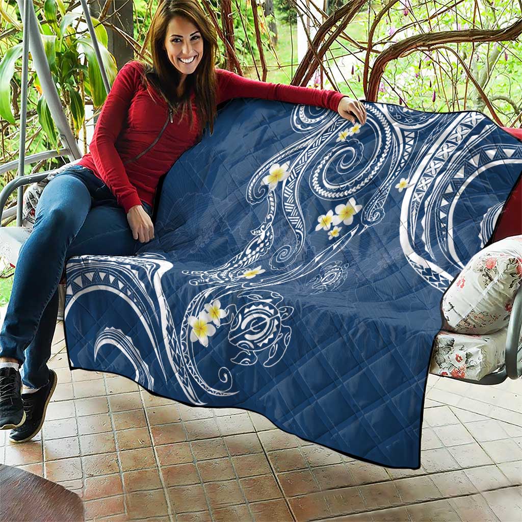 Polynesia Tribal Quilt Deep Blue Plumeria Tentacles LT7 - Polynesian Pride
