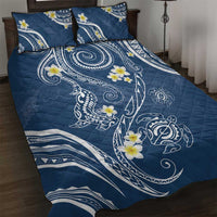 Polynesia Tribal Quilt Bed Set Deep Blue Plumeria Tentacles