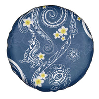 Polynesia Tribal Spare Tire Cover Deep Blue Plumeria Tentacles