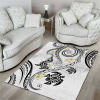 Polynesia Tribal Area Rug White Plumeria Tentacles