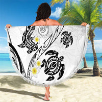 Polynesia Tribal Beach Blanket White Plumeria Tentacles