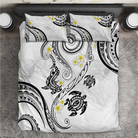 Polynesia Tribal Bedding Set White Plumeria Tentacles