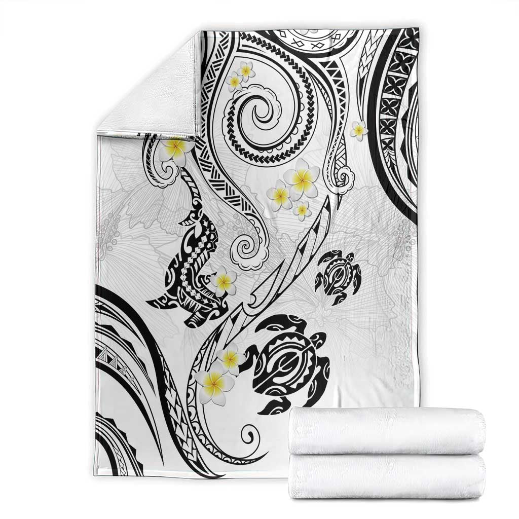 Polynesia Tribal Blanket White Plumeria Tentacles