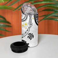 Polynesia Tribal 4 in 1 Can Cooler Tumbler White Plumeria Tentacles