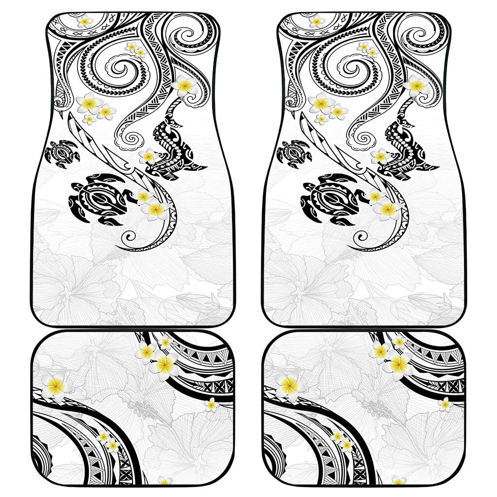 Polynesia Tribal Car Mats White Plumeria Tentacles