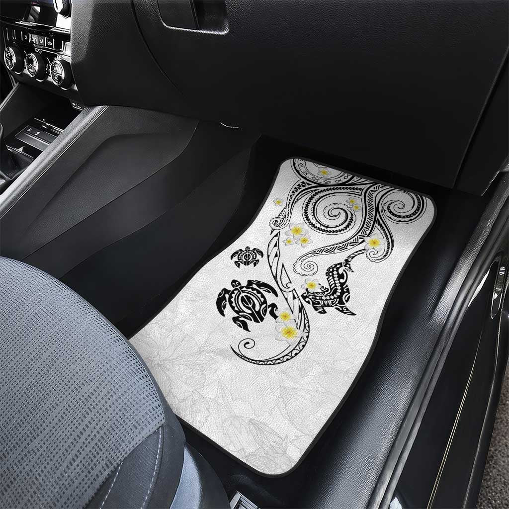 Polynesia Tribal Car Mats White Plumeria Tentacles