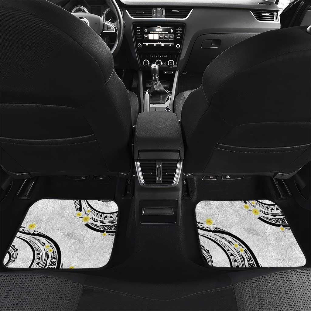 Polynesia Tribal Car Mats White Plumeria Tentacles