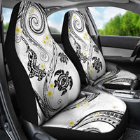 Polynesia Tribal Car Seat Cover White Plumeria Tentacles