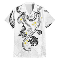 Polynesia Tribal Family Matching Mermaid Dress and Hawaiian Shirt White Plumeria Tentacles LT7 Dad's Shirt - Short Sleeve White - Polynesian Pride