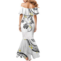 Polynesia Tribal Family Matching Mermaid Dress and Hawaiian Shirt White Plumeria Tentacles LT7 - Polynesian Pride