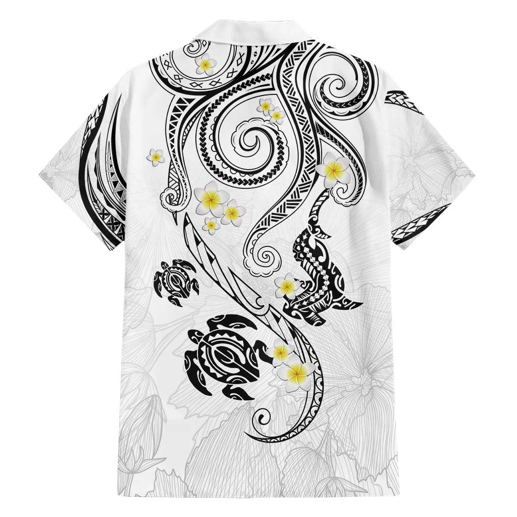 Polynesia Tribal Family Matching Off Shoulder Short Dress and Hawaiian Shirt White Plumeria Tentacles LT7 - Polynesian Pride