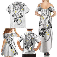 Polynesia Tribal Family Matching Summer Maxi Dress and Hawaiian Shirt White Plumeria Tentacles LT7 - Polynesian Pride