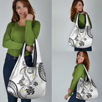 Polynesia Tribal Grocery Bag White Plumeria Tentacles