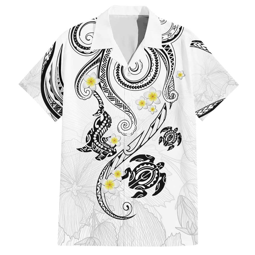Polynesia Tribal Hawaiian Shirt White Plumeria Tentacles