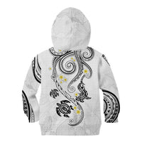 Polynesia Tribal Kid Hoodie White Plumeria Tentacles