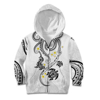 Polynesia Tribal Kid Hoodie White Plumeria Tentacles