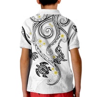 Polynesia Tribal Kid Polo Shirt White Plumeria Tentacles LT7 - Polynesian Pride