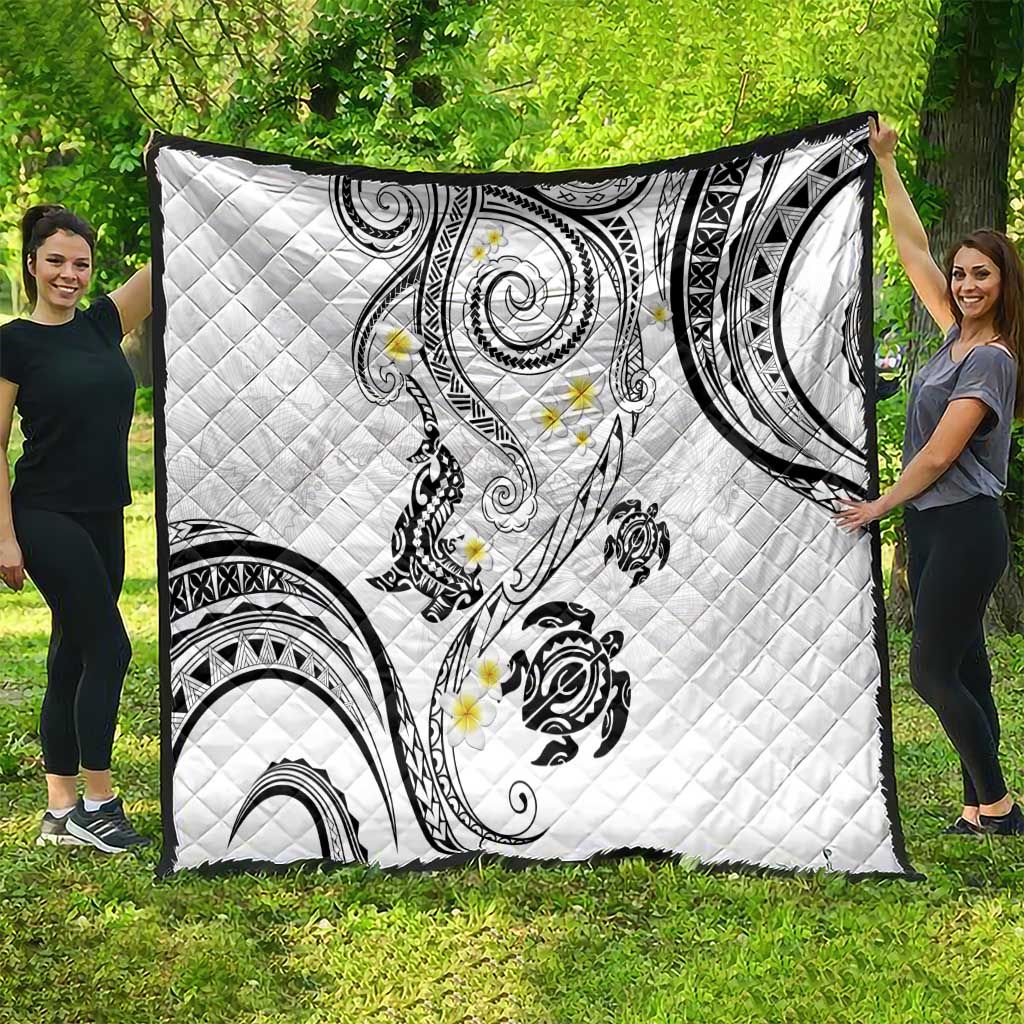 Polynesia Tribal Quilt White Plumeria Tentacles LT7 - Polynesian Pride