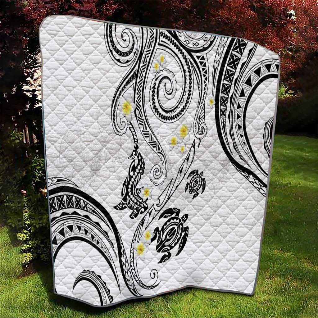 Polynesia Tribal Quilt White Plumeria Tentacles LT7 - Polynesian Pride