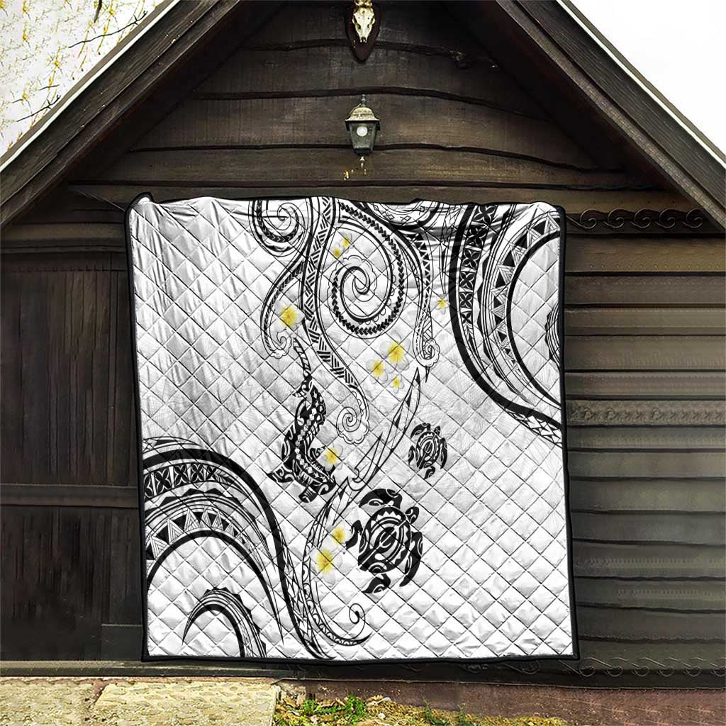 Polynesia Tribal Quilt White Plumeria Tentacles LT7 - Polynesian Pride
