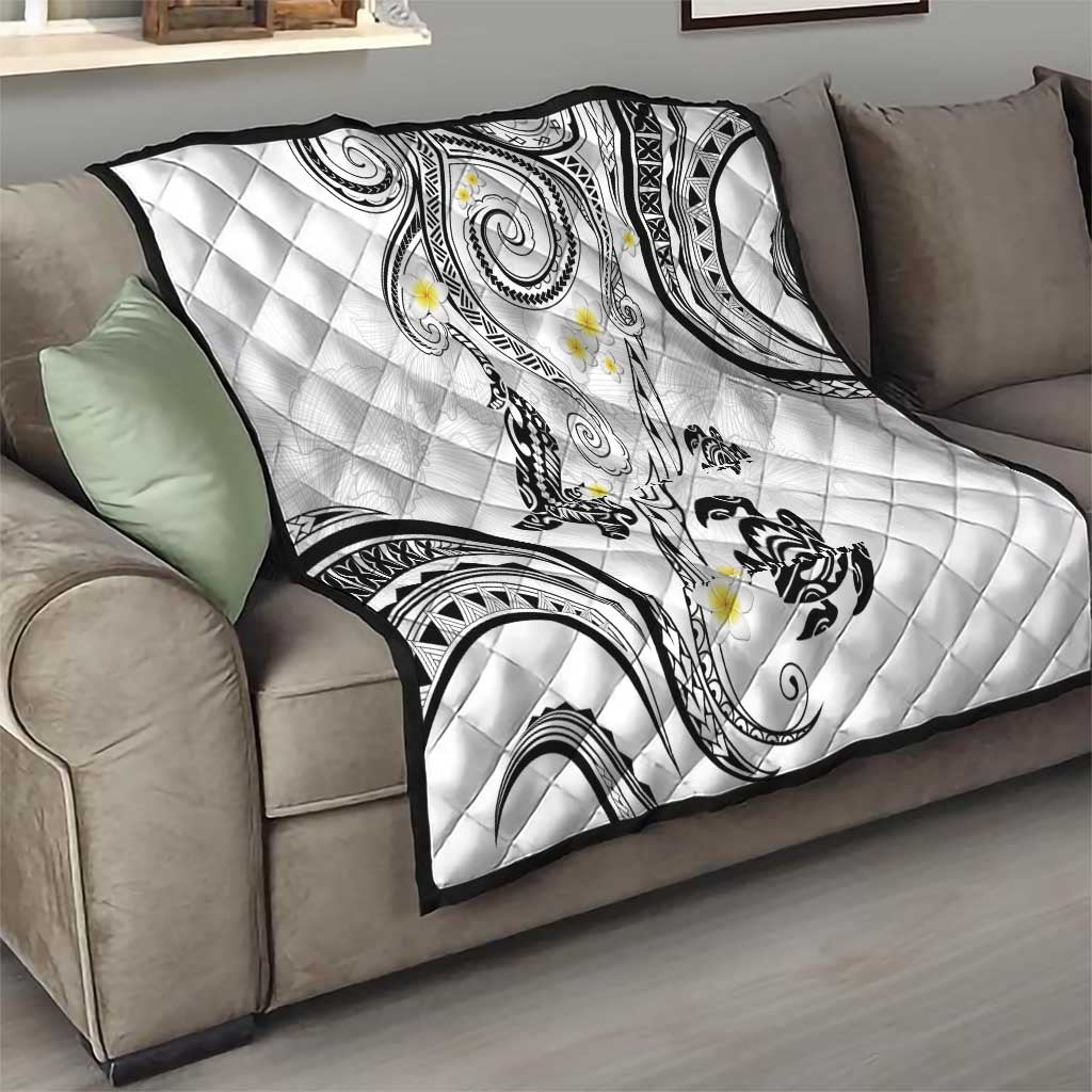 Polynesia Tribal Quilt White Plumeria Tentacles LT7 - Polynesian Pride