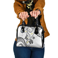 Polynesia Tribal Shoulder Handbag White Plumeria Tentacles