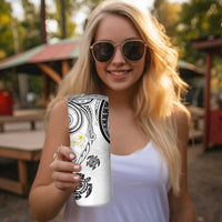 Polynesia Tribal Skinny Tumbler White Plumeria Tentacles LT7 - Polynesian Pride