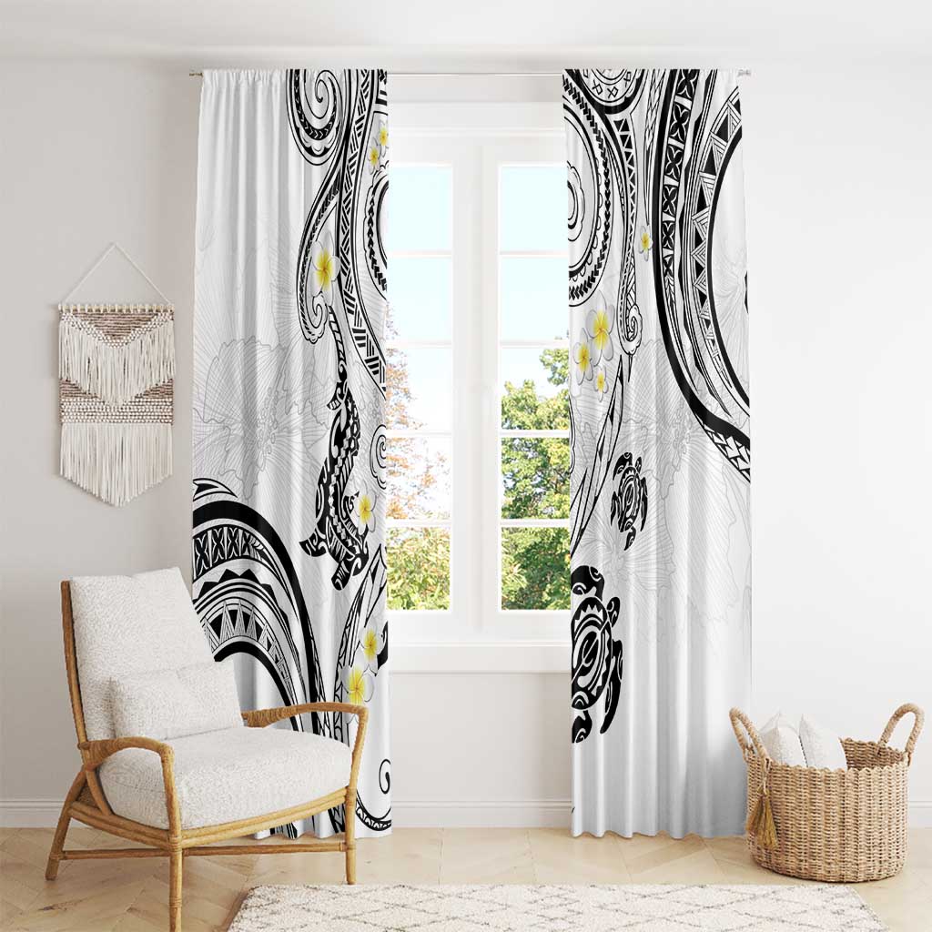 Polynesia Tribal Window Curtain White Plumeria Tentacles