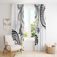 Polynesia Tribal Window Curtain White Plumeria Tentacles