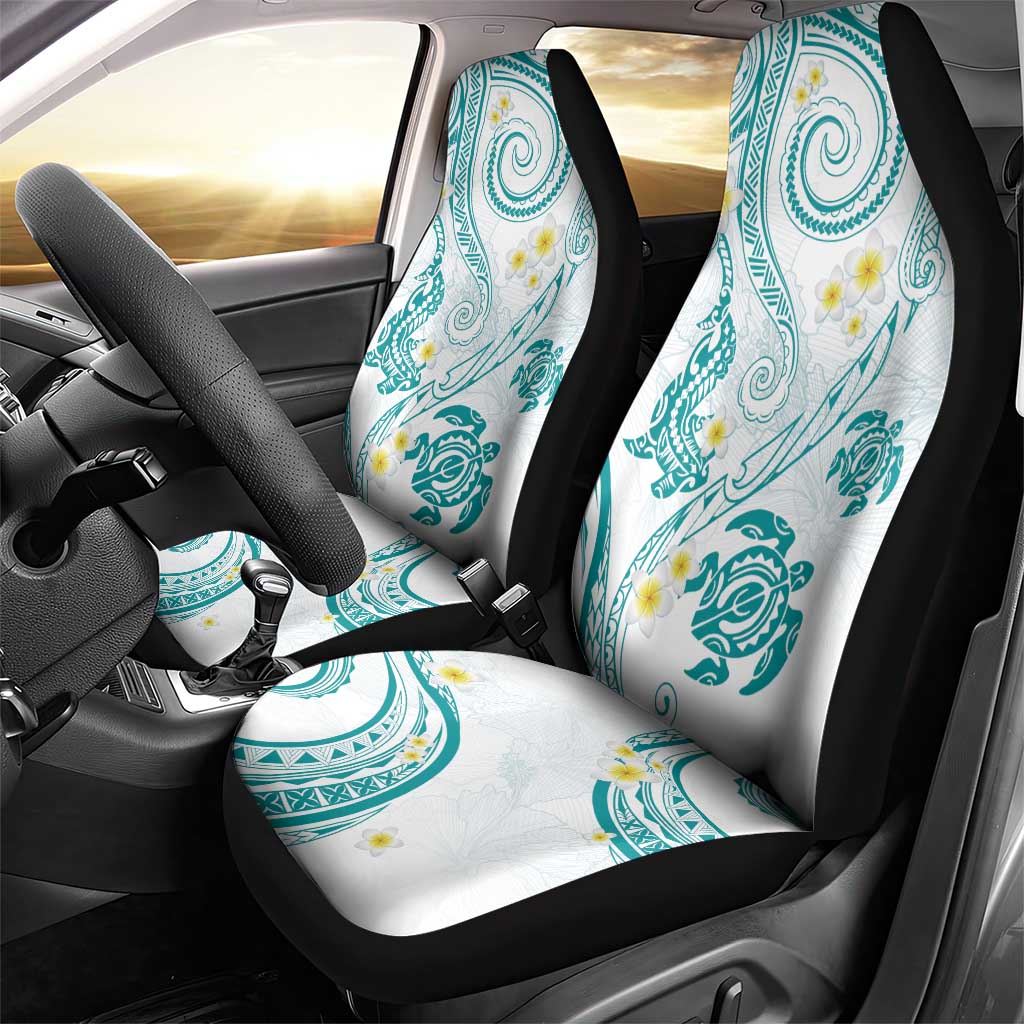 Polynesia Tribal Car Seat Cover Teal Plumeria Tentacles