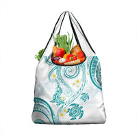 Polynesia Tribal Grocery Bag Teal Plumeria Tentacles