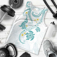 Polynesia Tribal Men Tank Top Teal Plumeria Tentacles