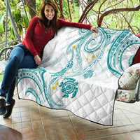 Polynesia Tribal Quilt Teal Plumeria Tentacles