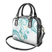 Polynesia Tribal Shoulder Handbag Teal Plumeria Tentacles