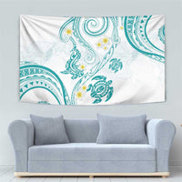 Polynesia Tribal Tapestry Teal Plumeria Tentacles