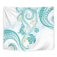 Polynesia Tribal Tapestry Teal Plumeria Tentacles