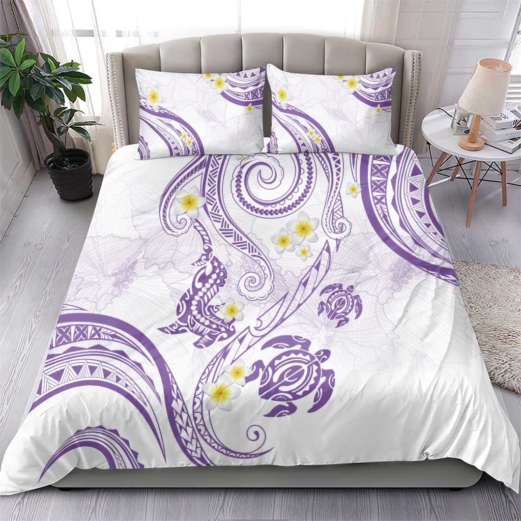 Polynesia Tribal Bedding Set Lilac Plumeria Tentacles